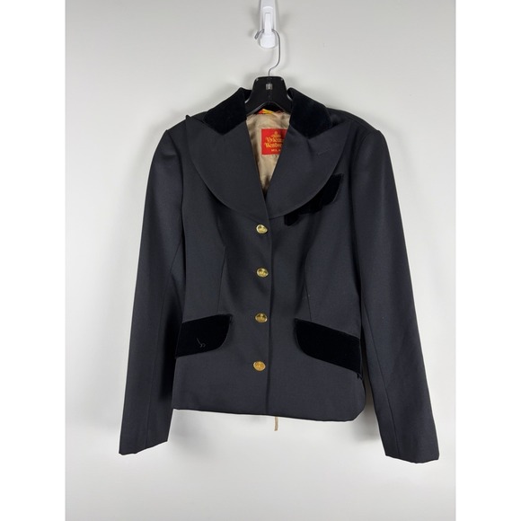 Vivienne Westwood Jackets & Blazers - Vintage Vivienne Westwood Red Label Wool Black Blazer Velvet Collar 90s SZ 42